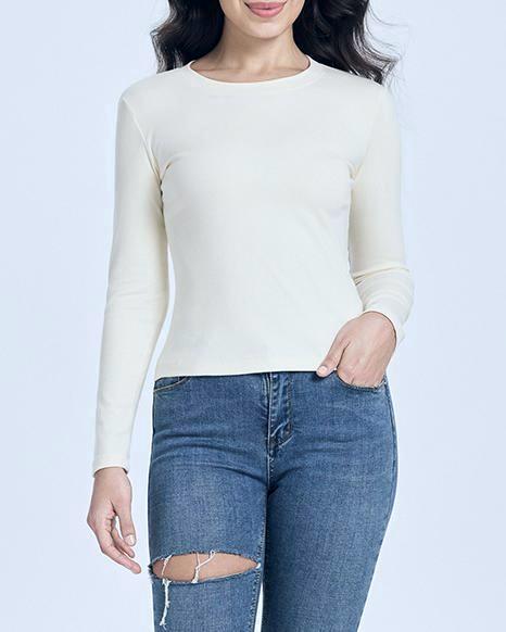 White Basic Long Sleeve T-Shirt