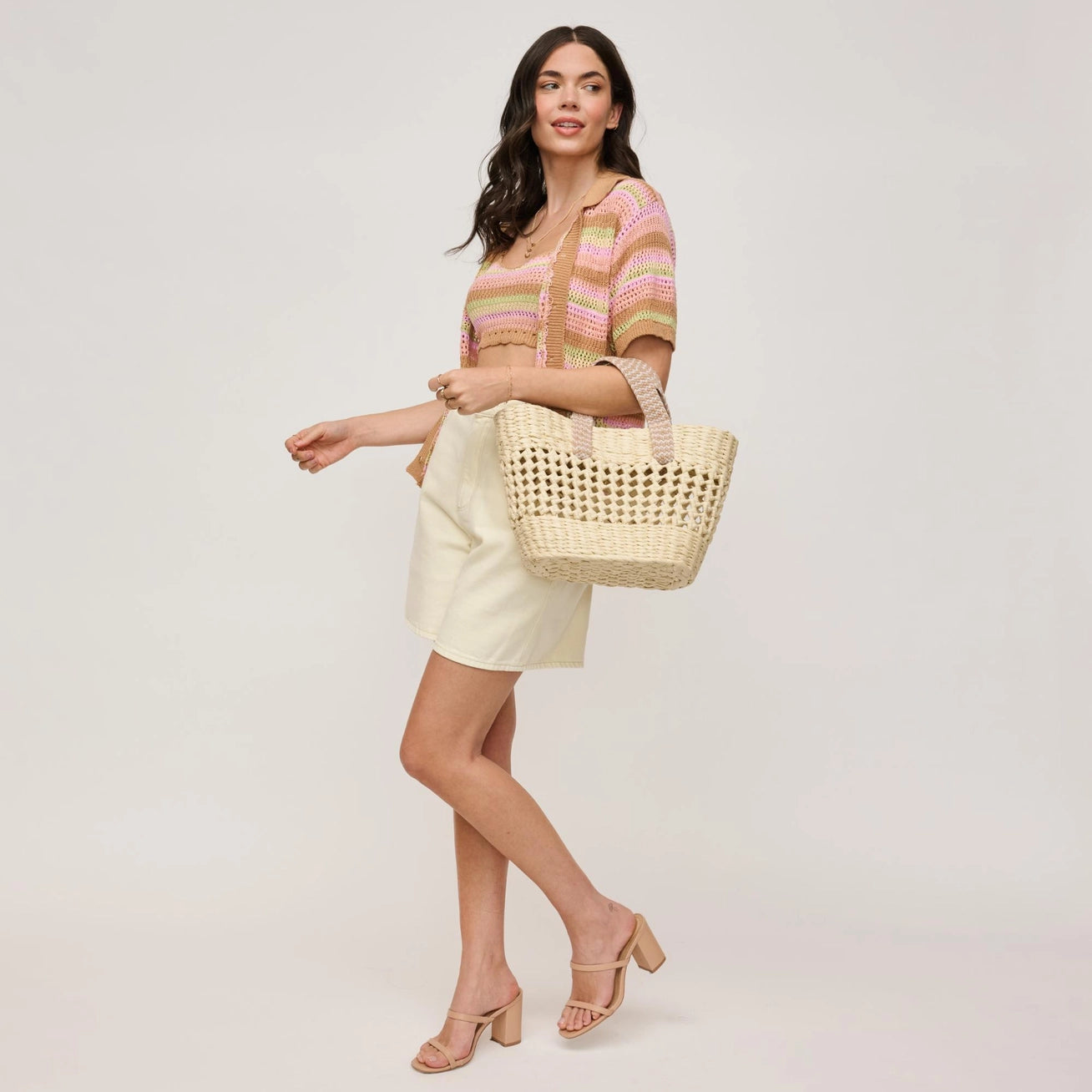 Woven Straw Knot Tote Bag