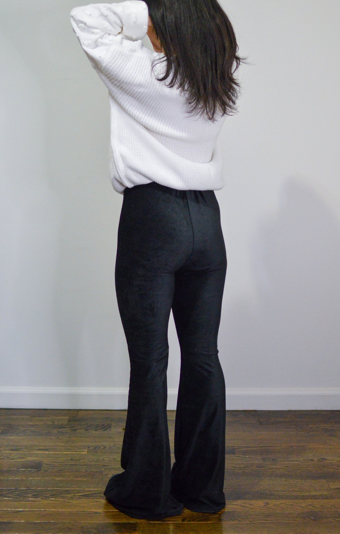 Black Stretch Corduroy Bell Bottom Pants