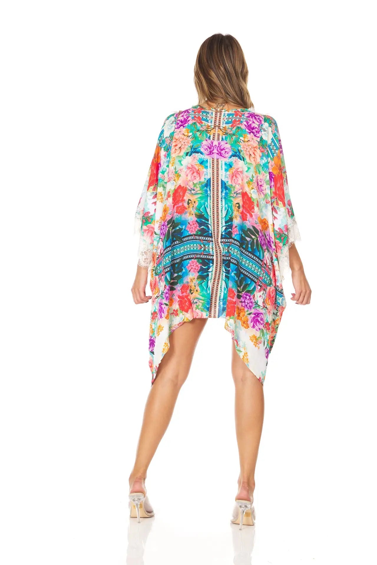 Short Colorful Floral Kaftan