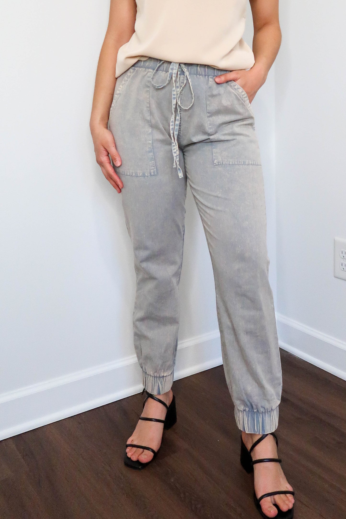 Acid Wash Denim Joggers