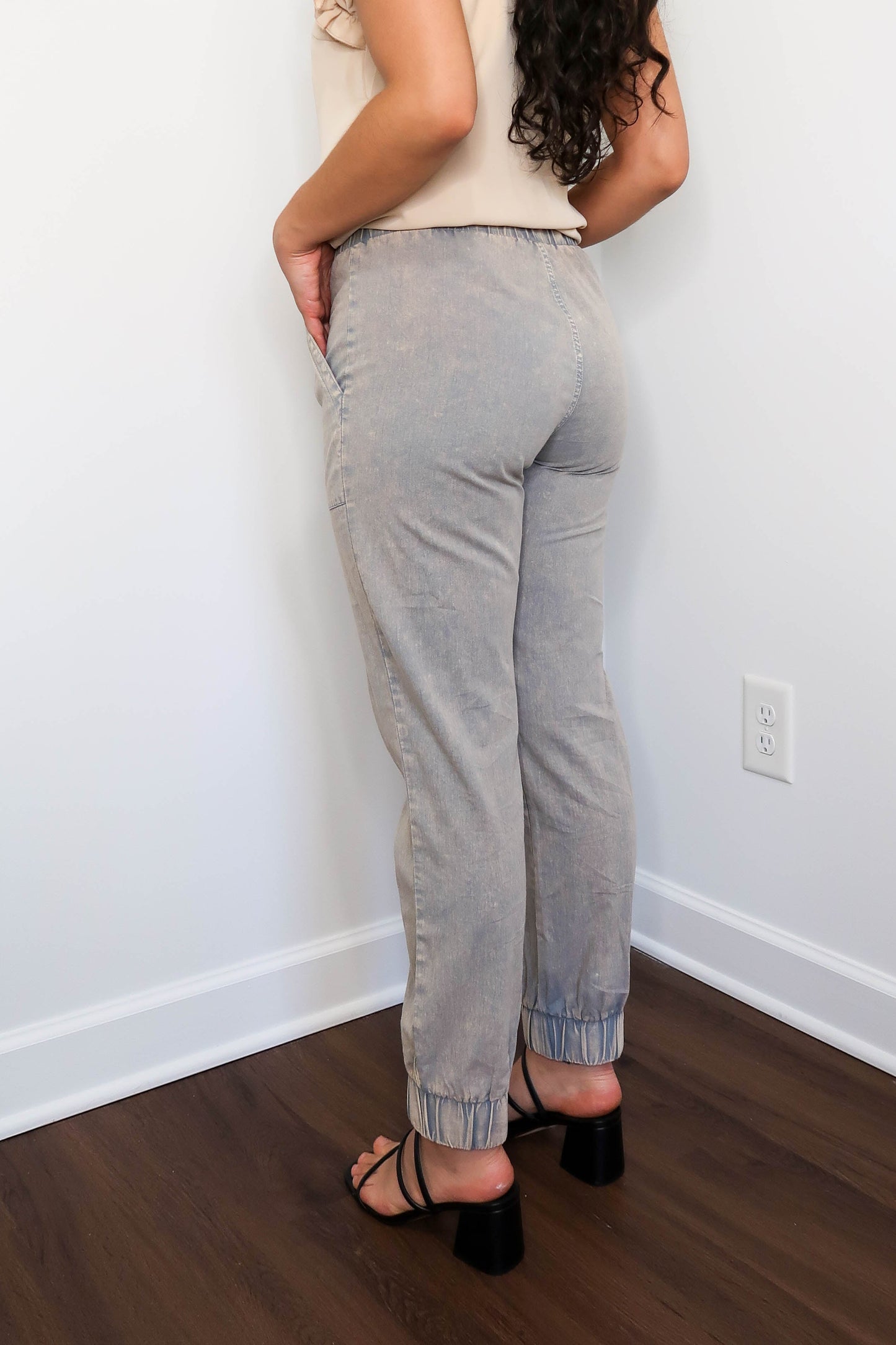 Acid Wash Denim Joggers