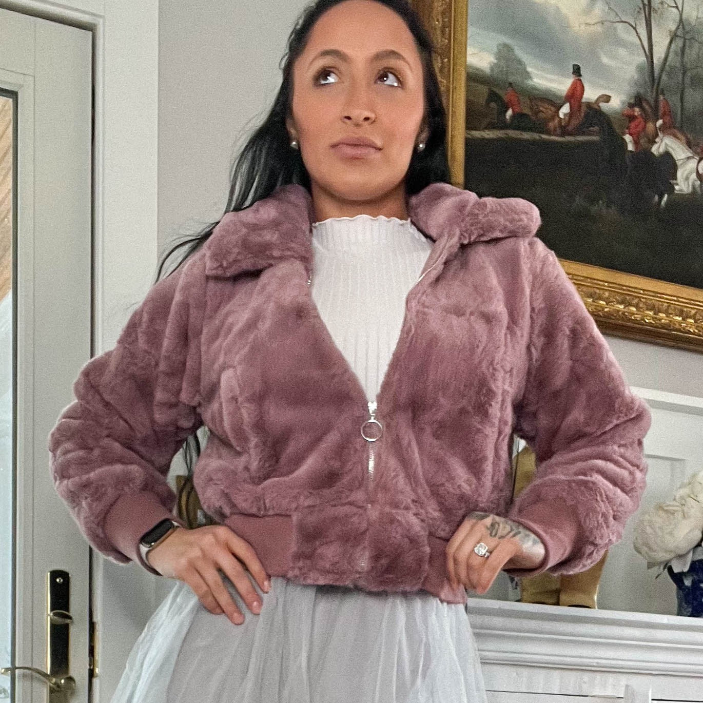 Blush Fur Zip Up Jacket