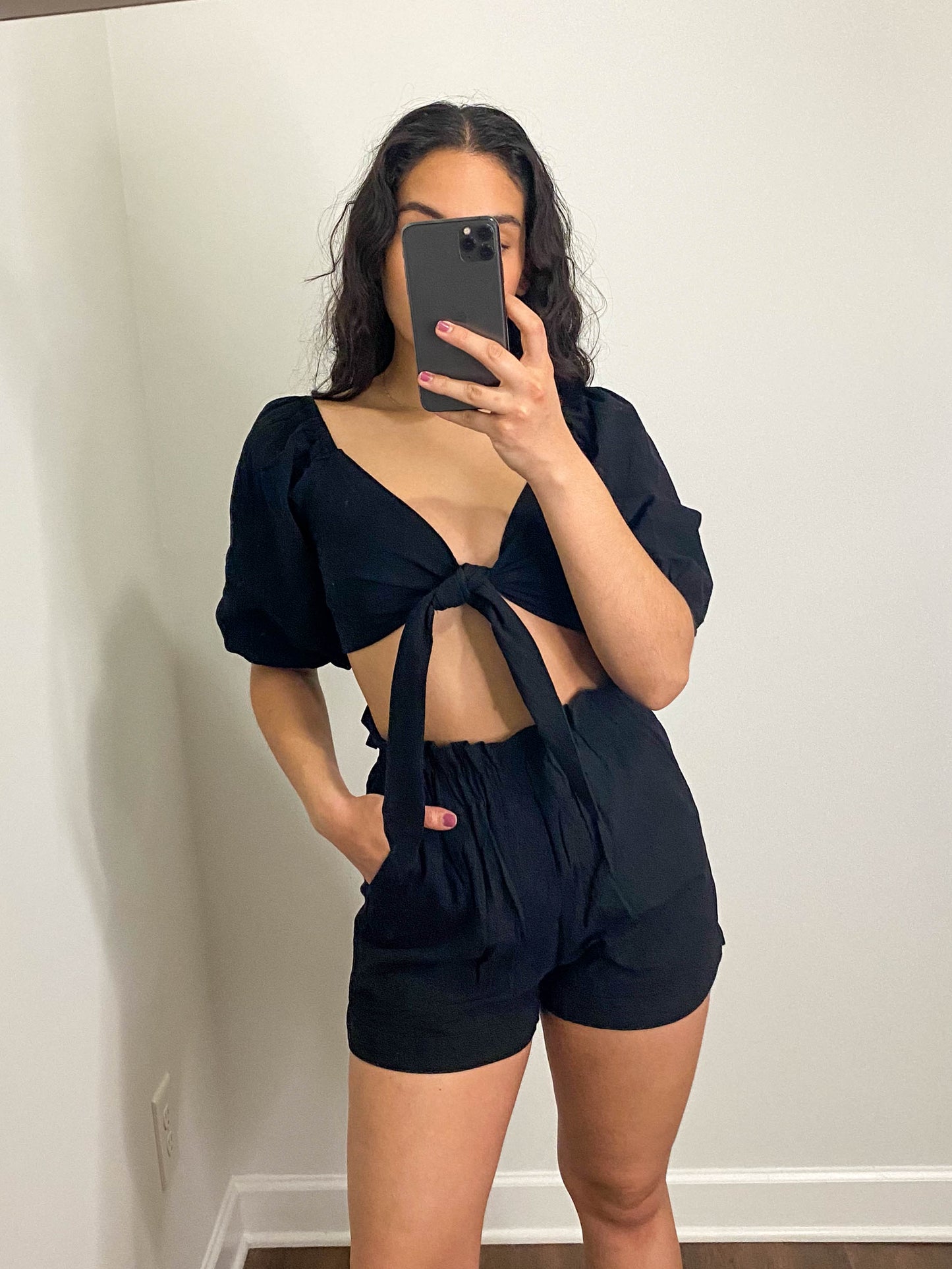 Black Ruffle Two-Piece Set