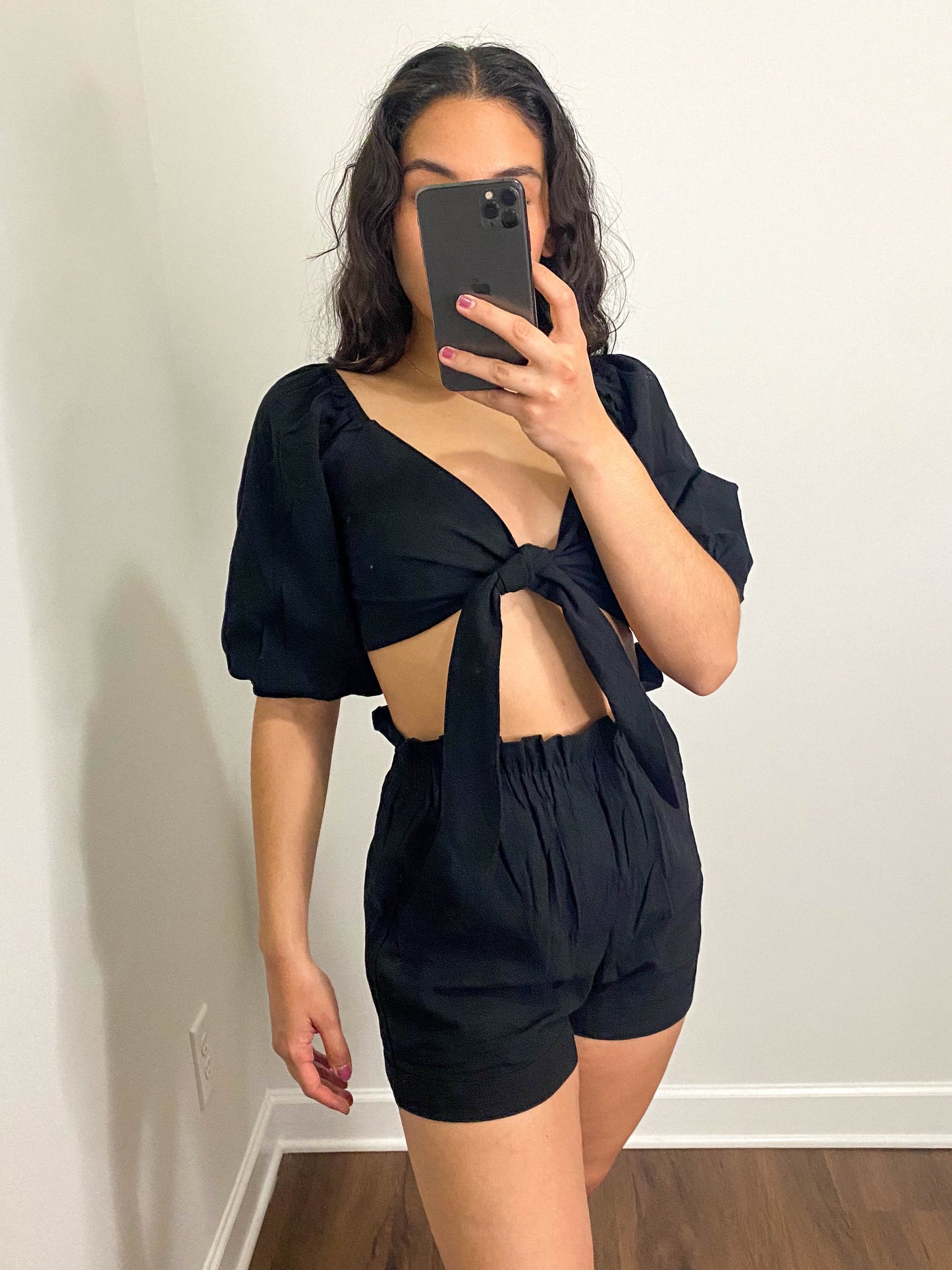 Black Ruffle Two-Piece Set
