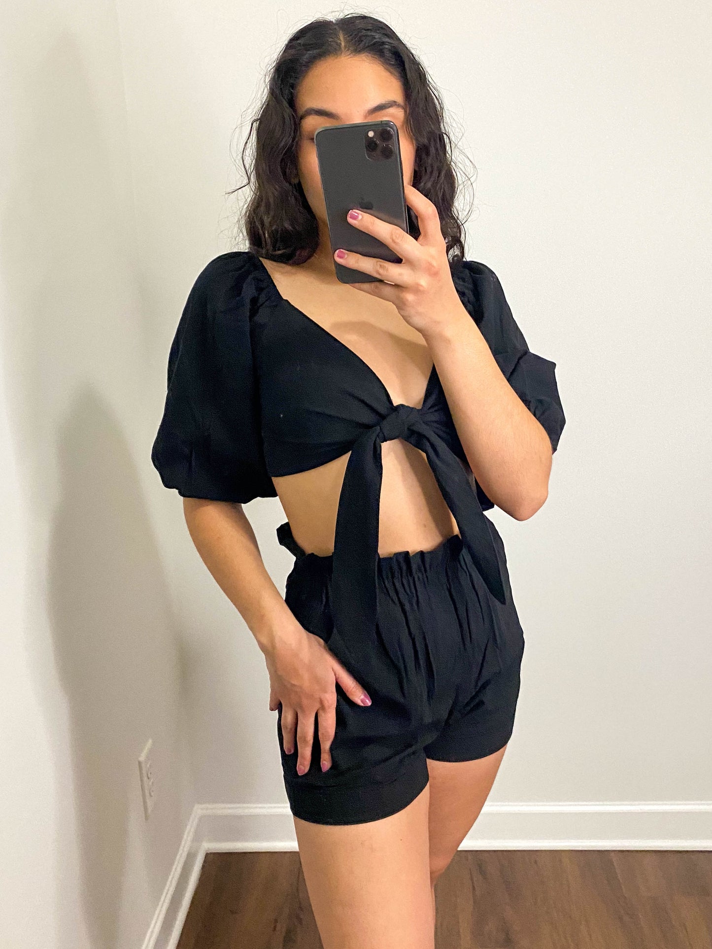 Black Ruffle Two-Piece Set