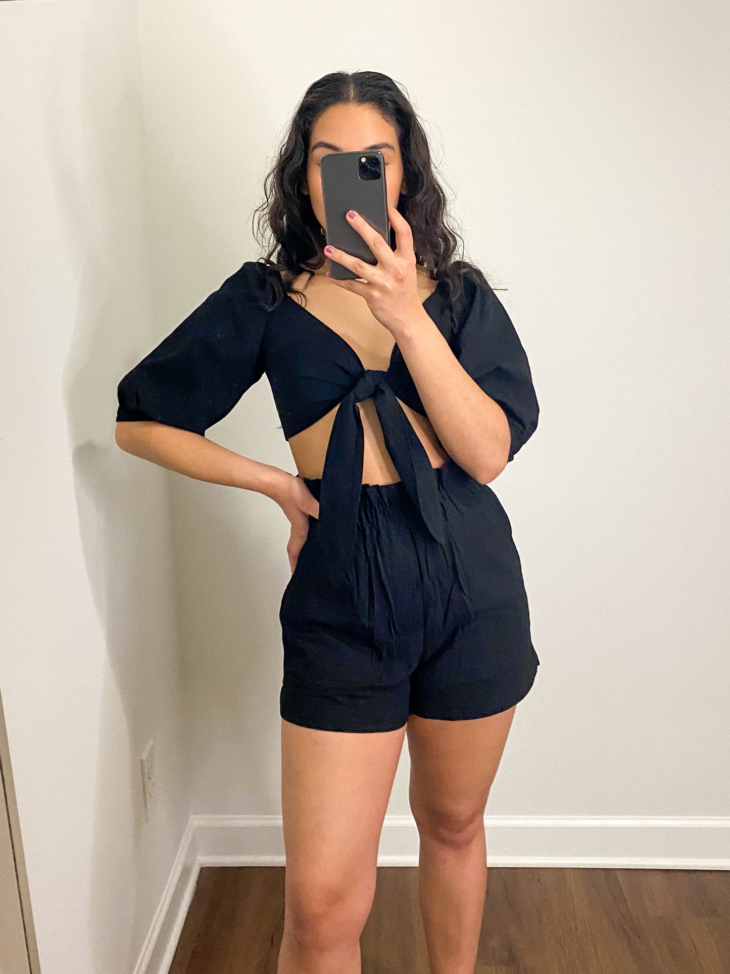 Black Ruffle Two-Piece Set