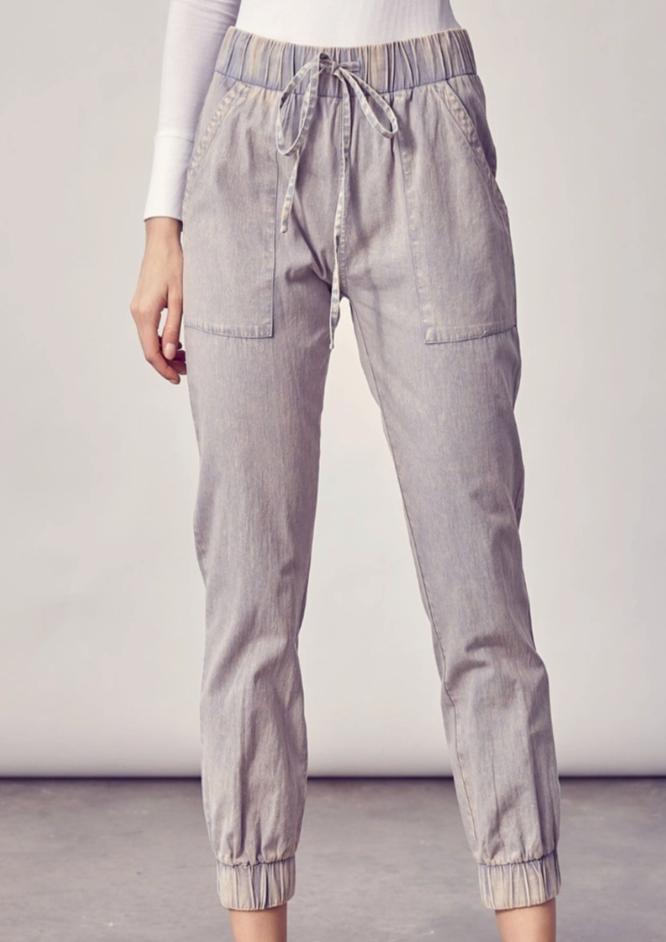 Acid Wash Denim Joggers