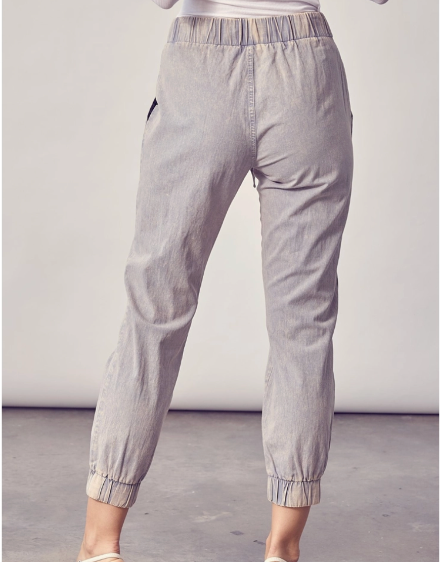 Acid Wash Denim Joggers