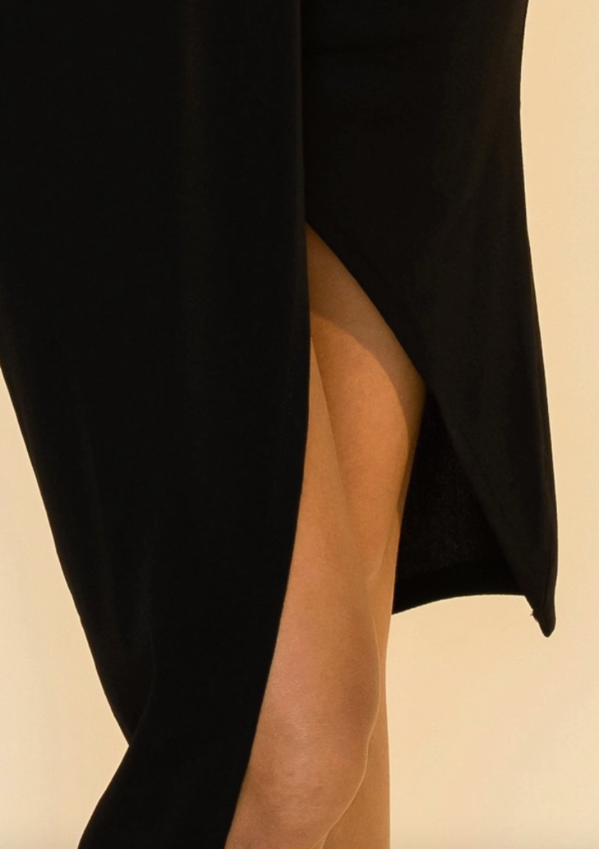 Asymmetric Wrap Front Bodycon Midi Dress