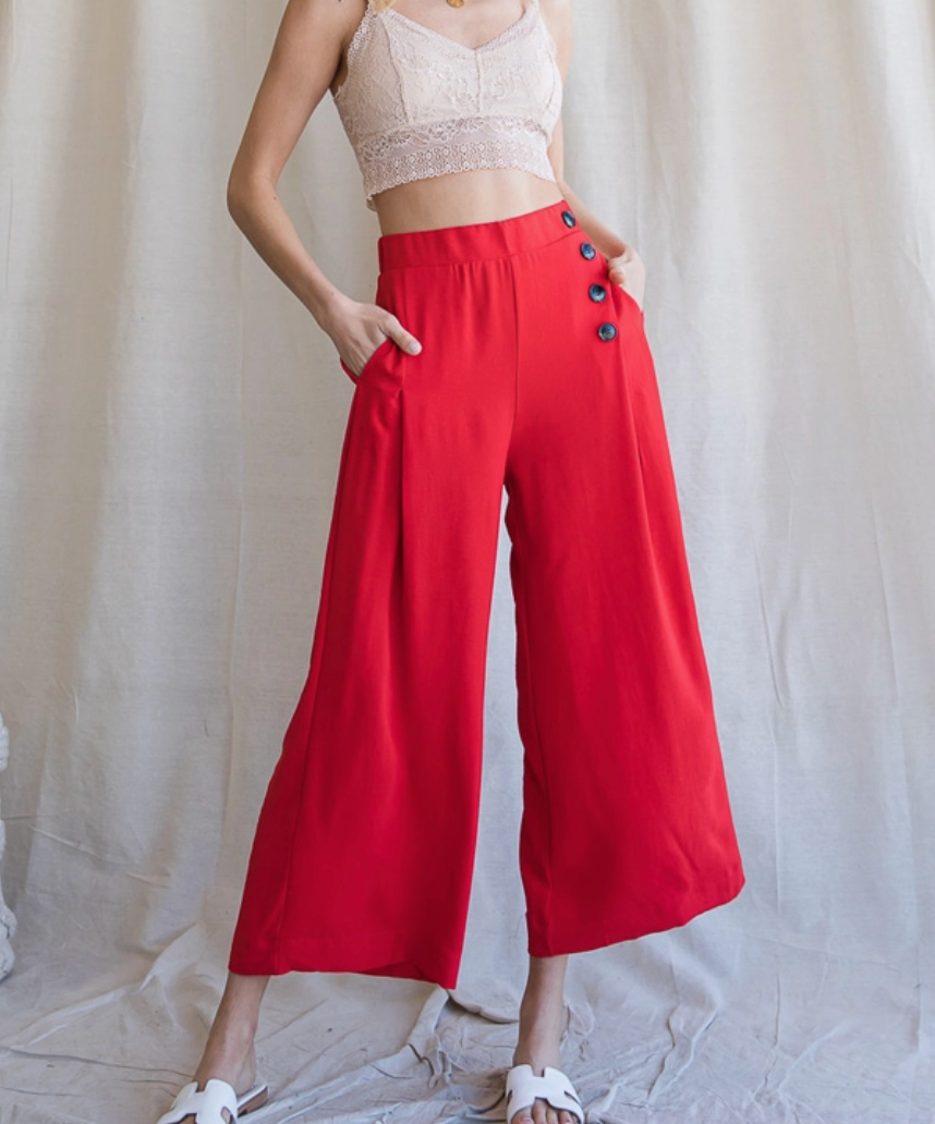 Wide Leg Button Pants