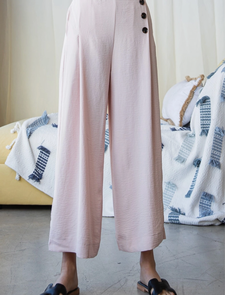 Wide Leg Button Pants