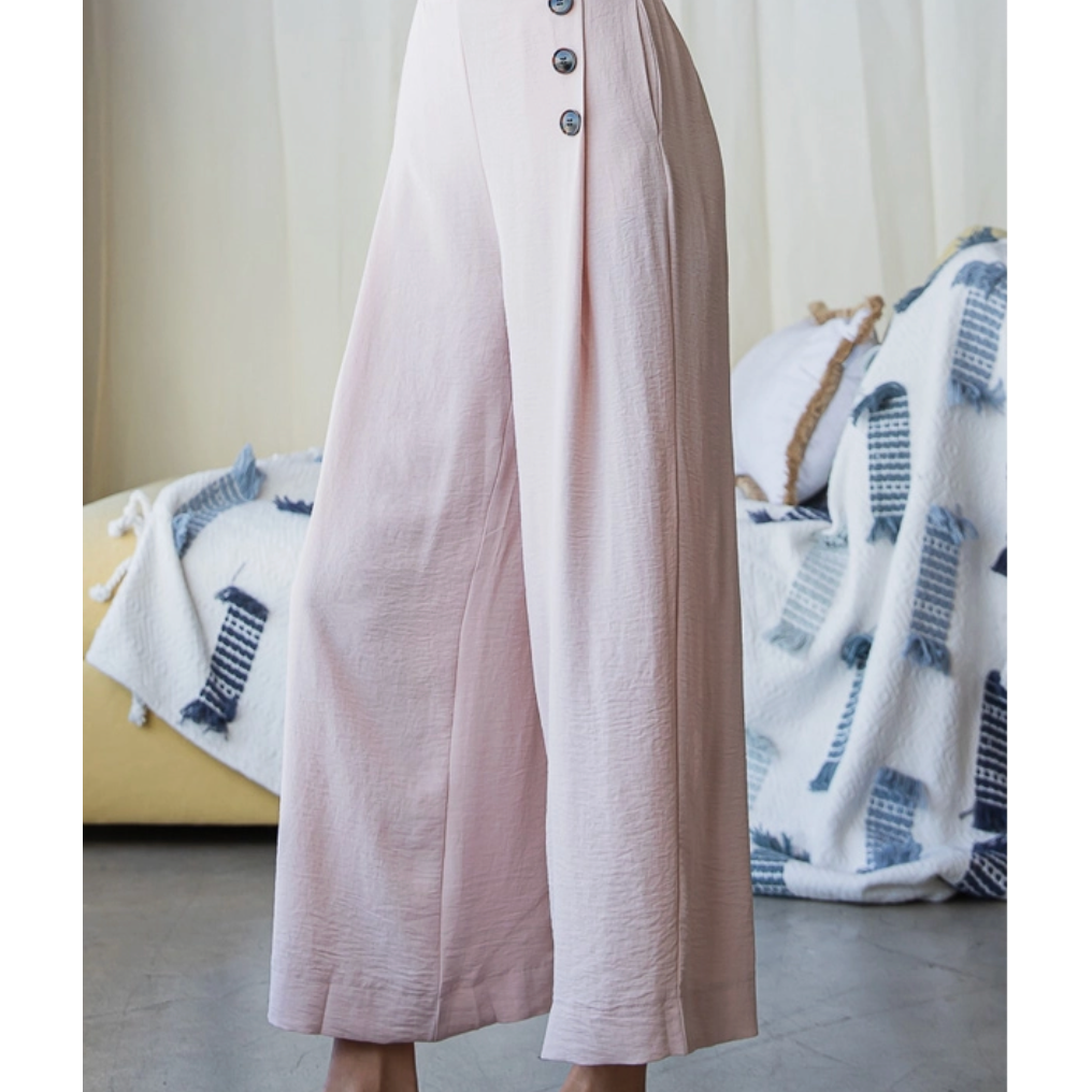 Wide Leg Button Pants