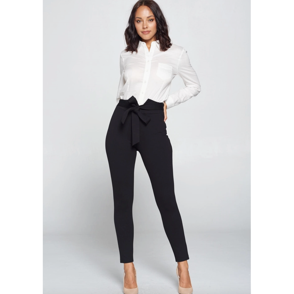 Ribbon Tie Ponte Pants