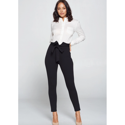 Ribbon Tie Ponte Pants