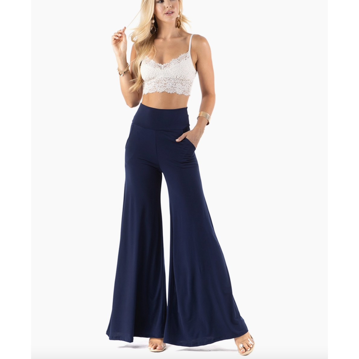 Navy Palazzo Stretch Pants