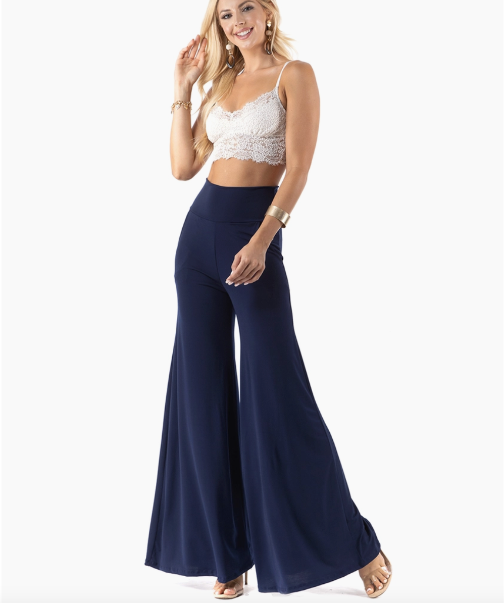 Navy Palazzo Stretch Pants