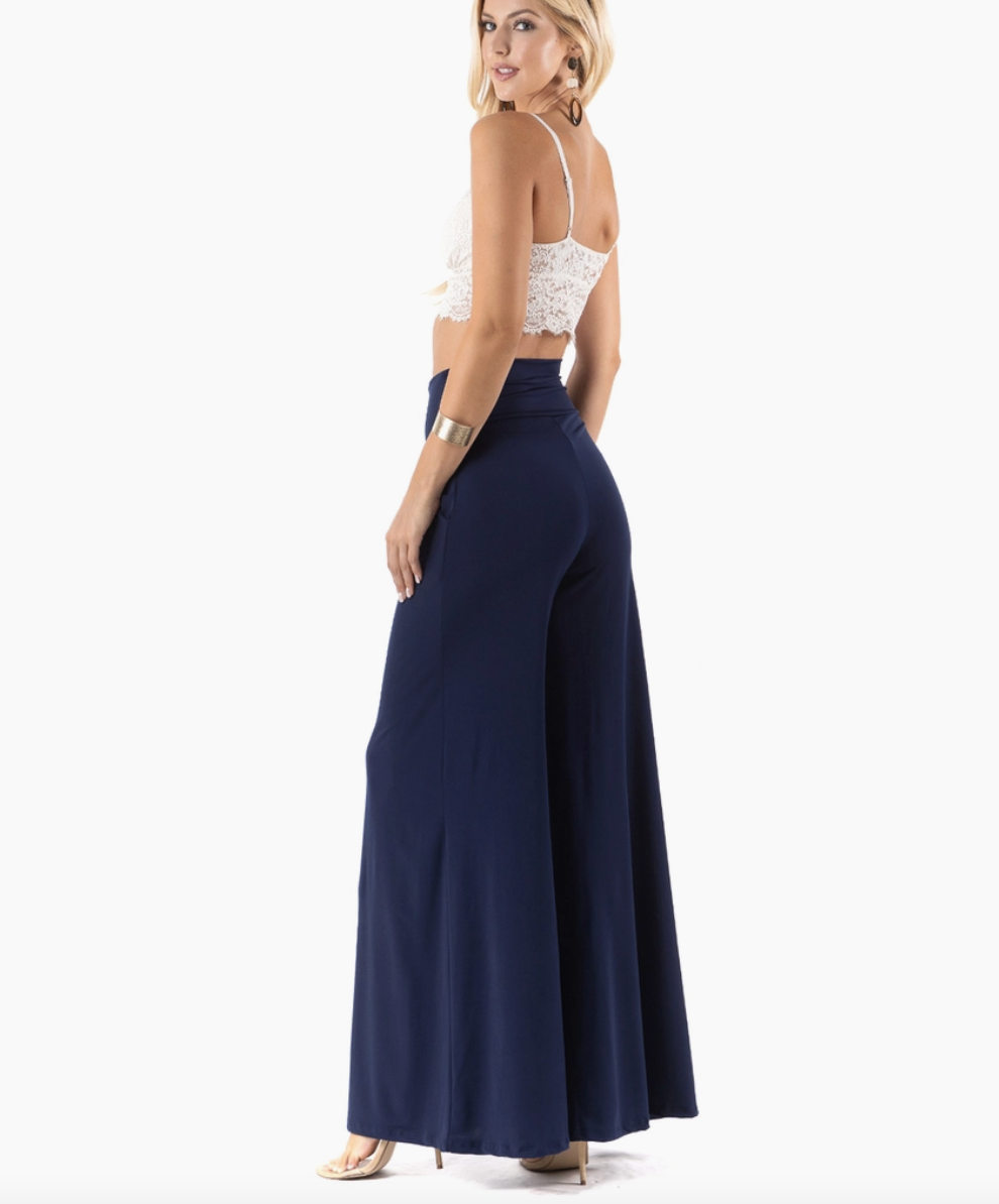 Navy Palazzo Stretch Pants