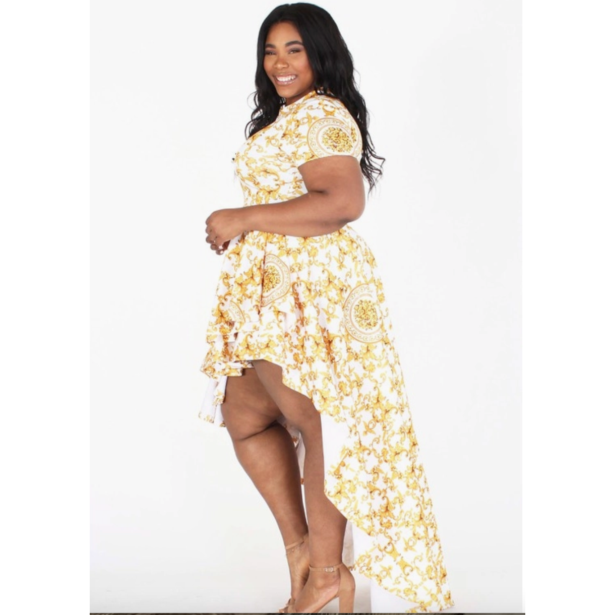 Baroque Maxi High Low Dress