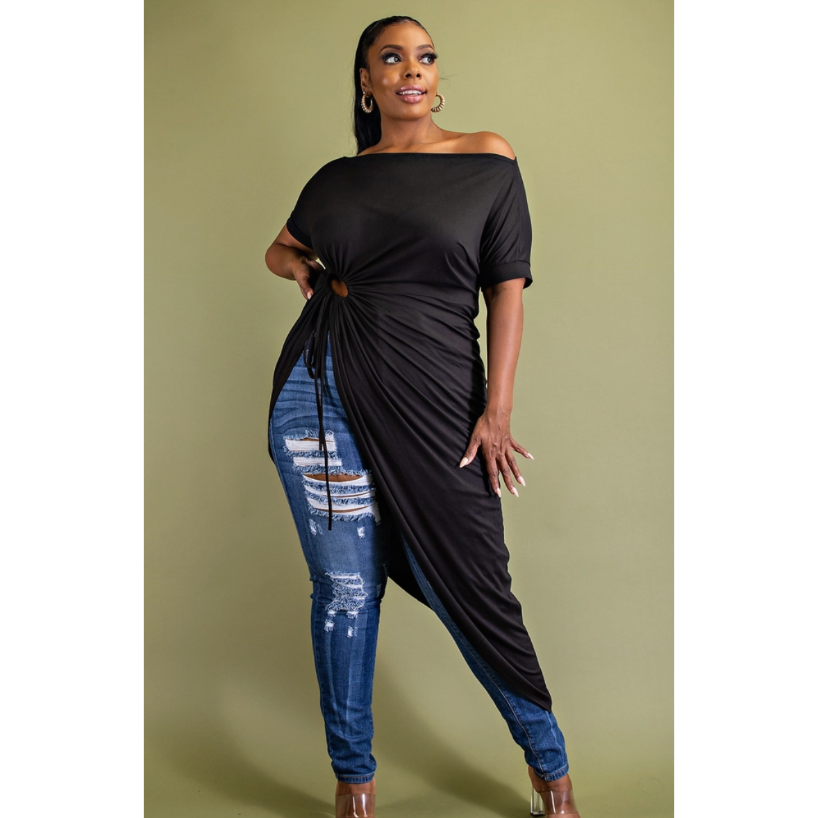 Off The Should Key Hole Curvy Fit Maxi Top