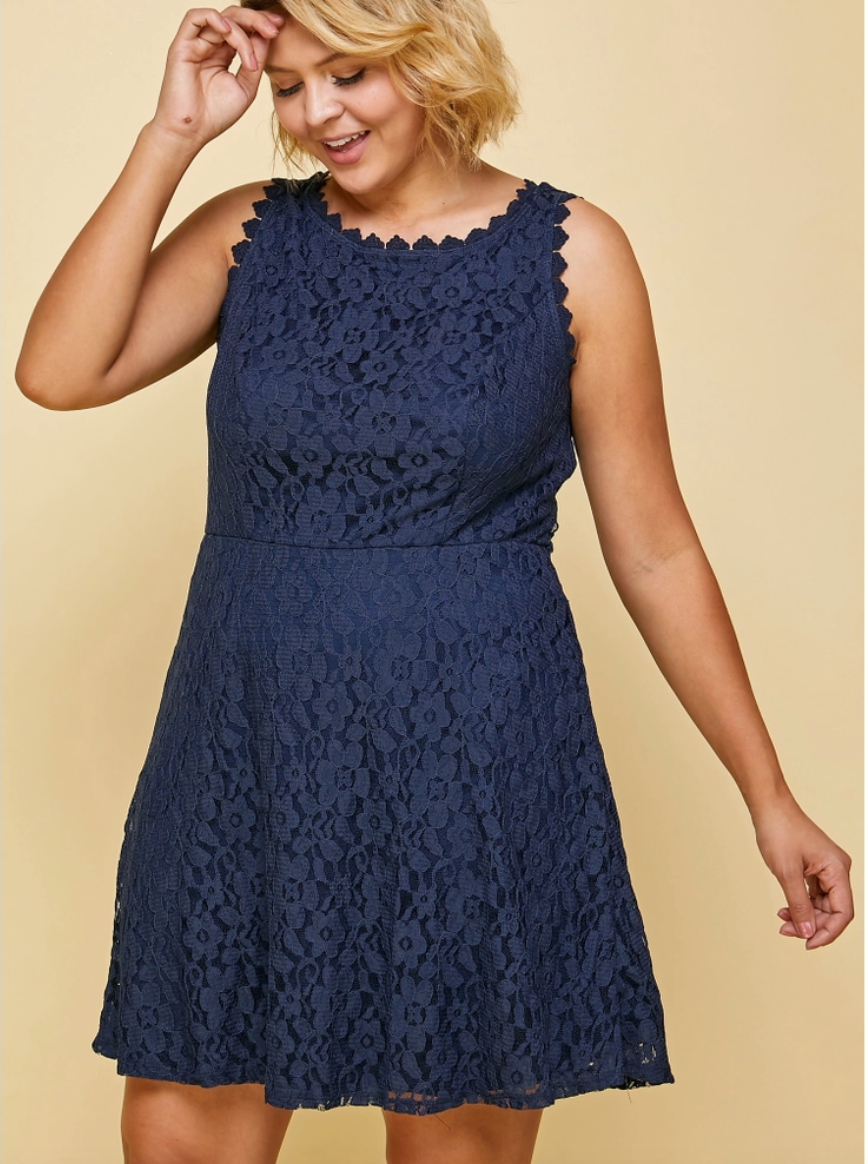 Navy Curvy Cocktail Mini Dress