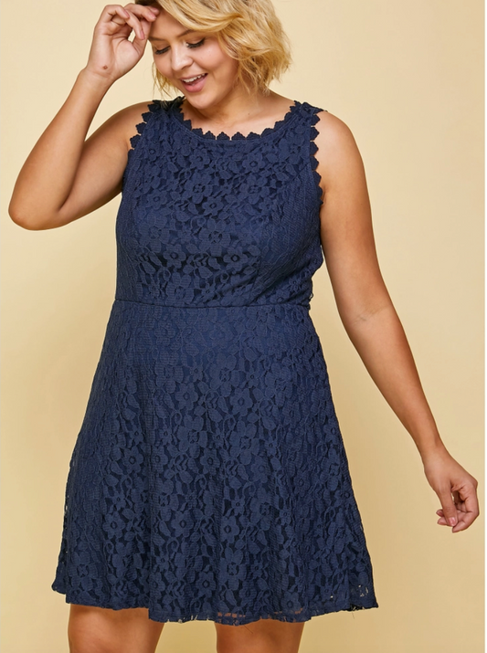 Navy Curvy Cocktail Mini Dress