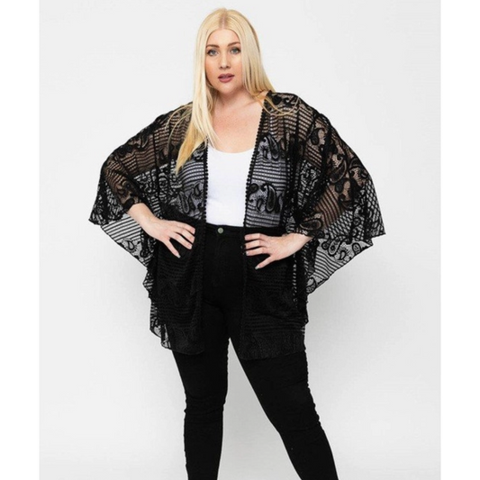 Paisley Lace Curvy Cardigan