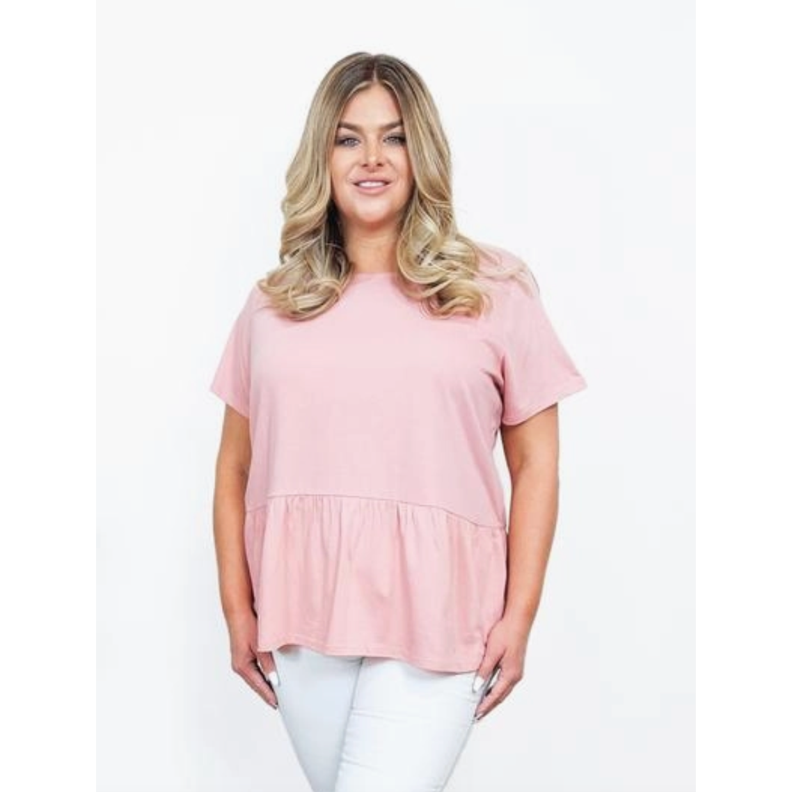 Mia Curvy Basics High Low Peplum Top