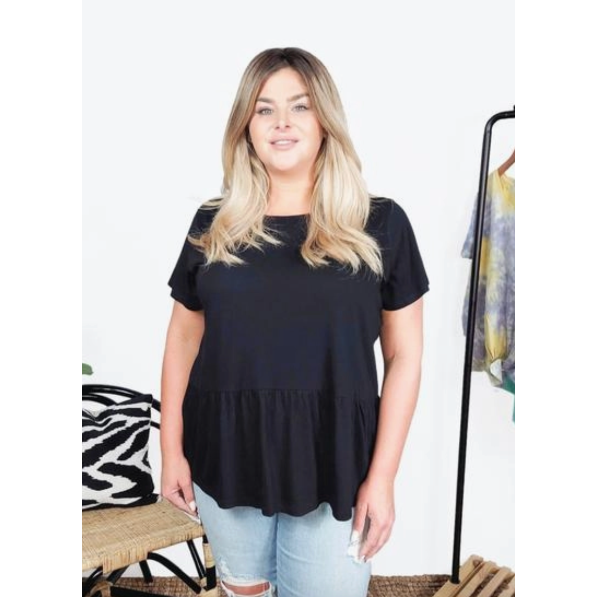 Mia Curvy Basics High Low Peplum Top