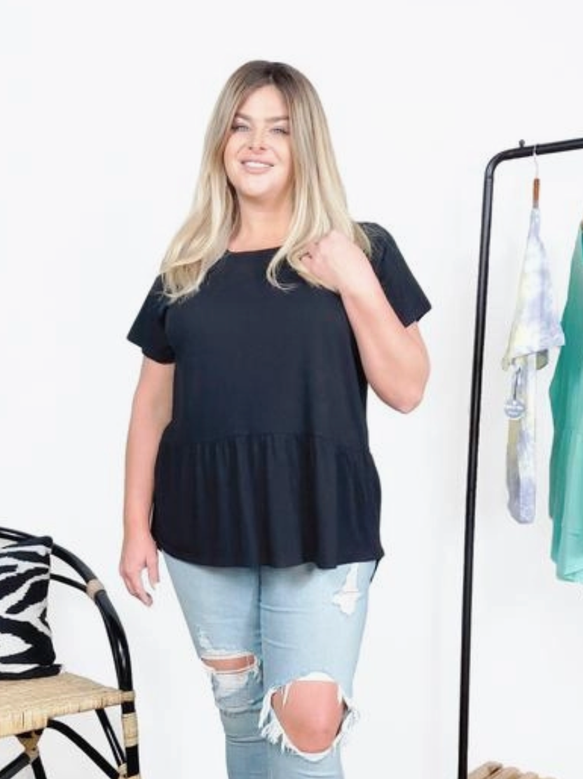 Mia Curvy Basics High Low Peplum Top