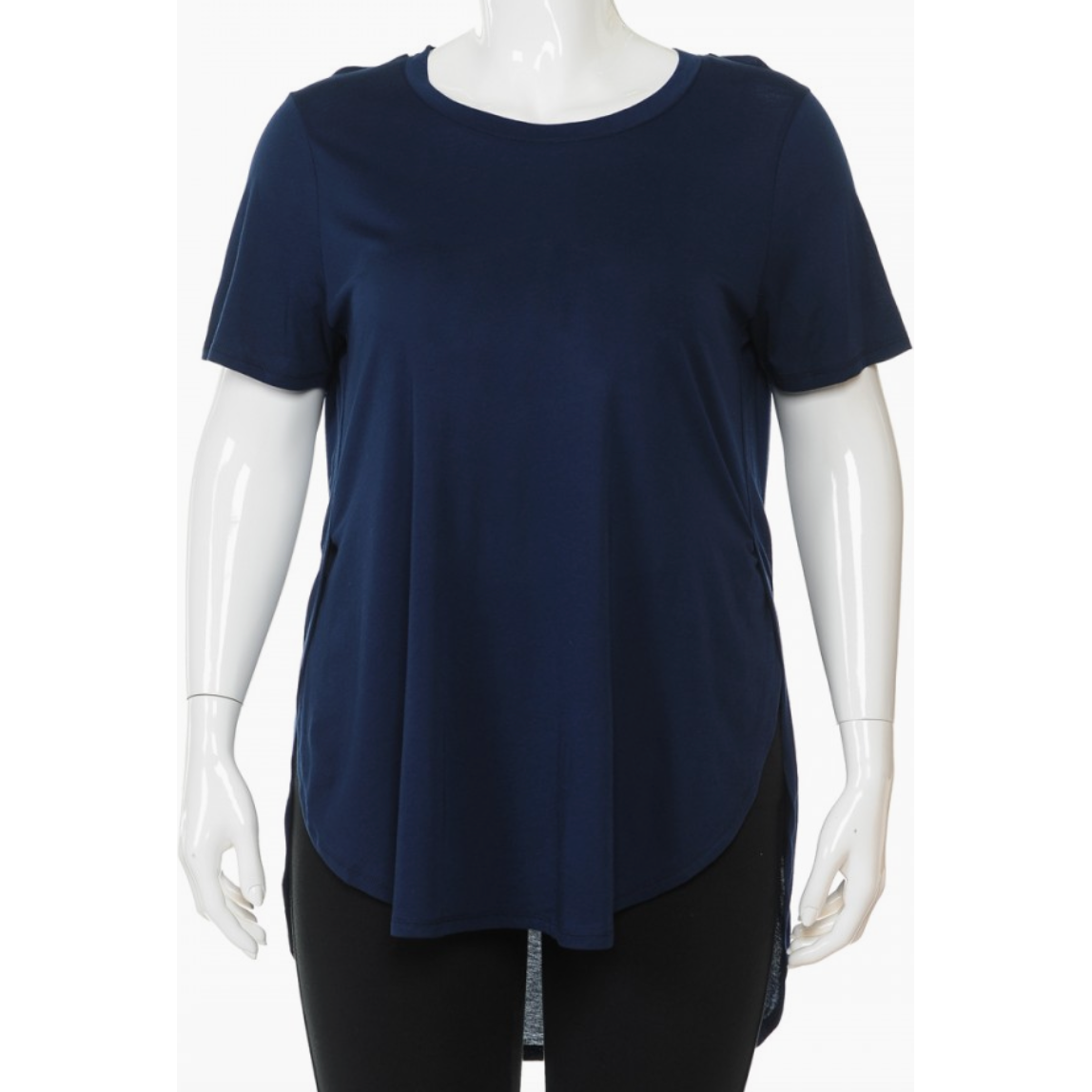 Overlapping Side Slit Round Neck Oversize Top
