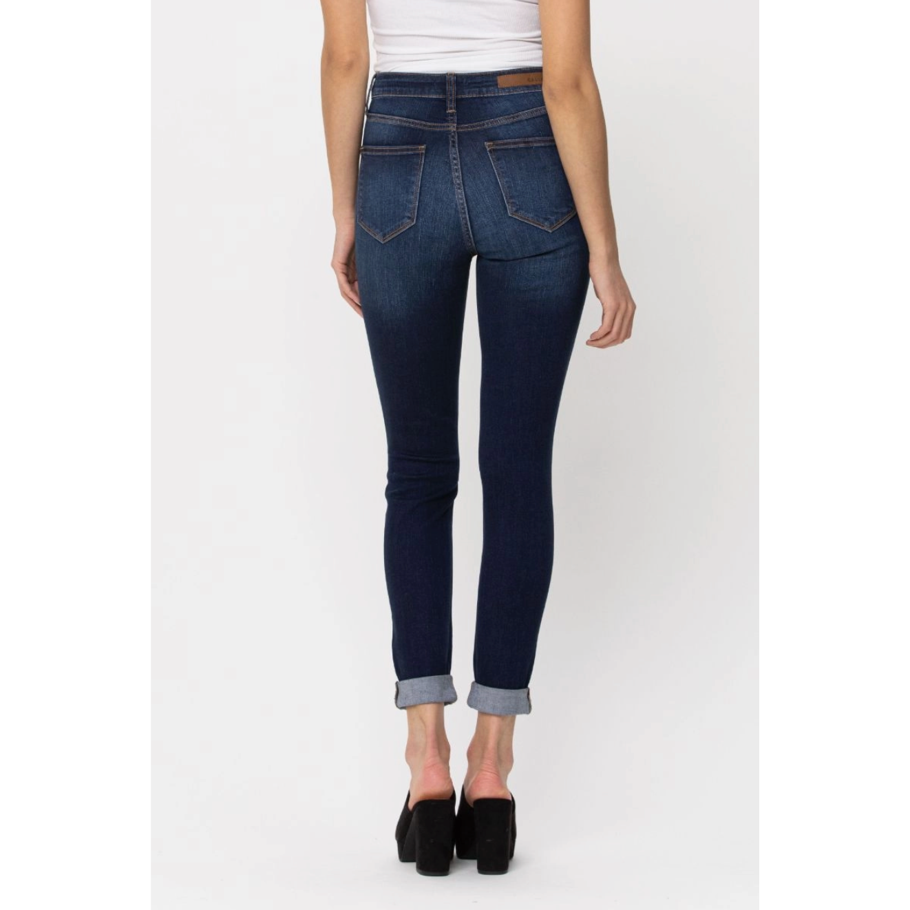High Rise Double Cuff Skinny Jeans