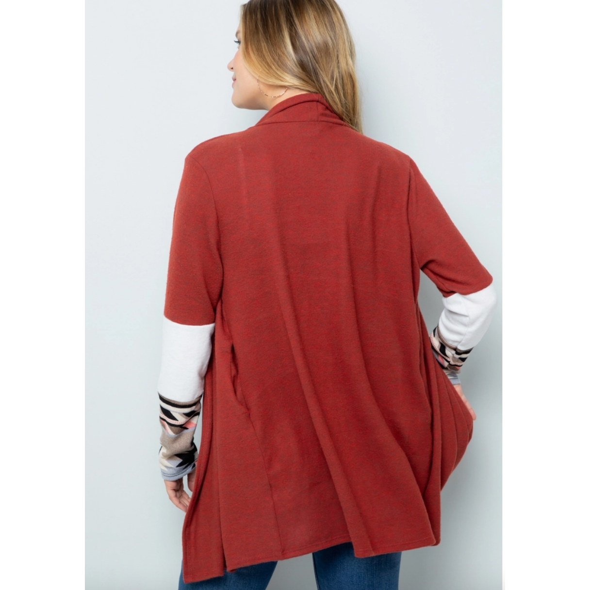 Plaid Contrast Curvy Fit Sweater Cardigan