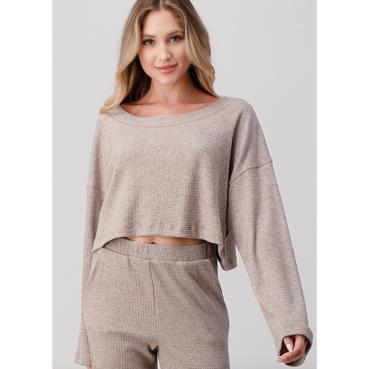 Tan Crop Loungewear Top
