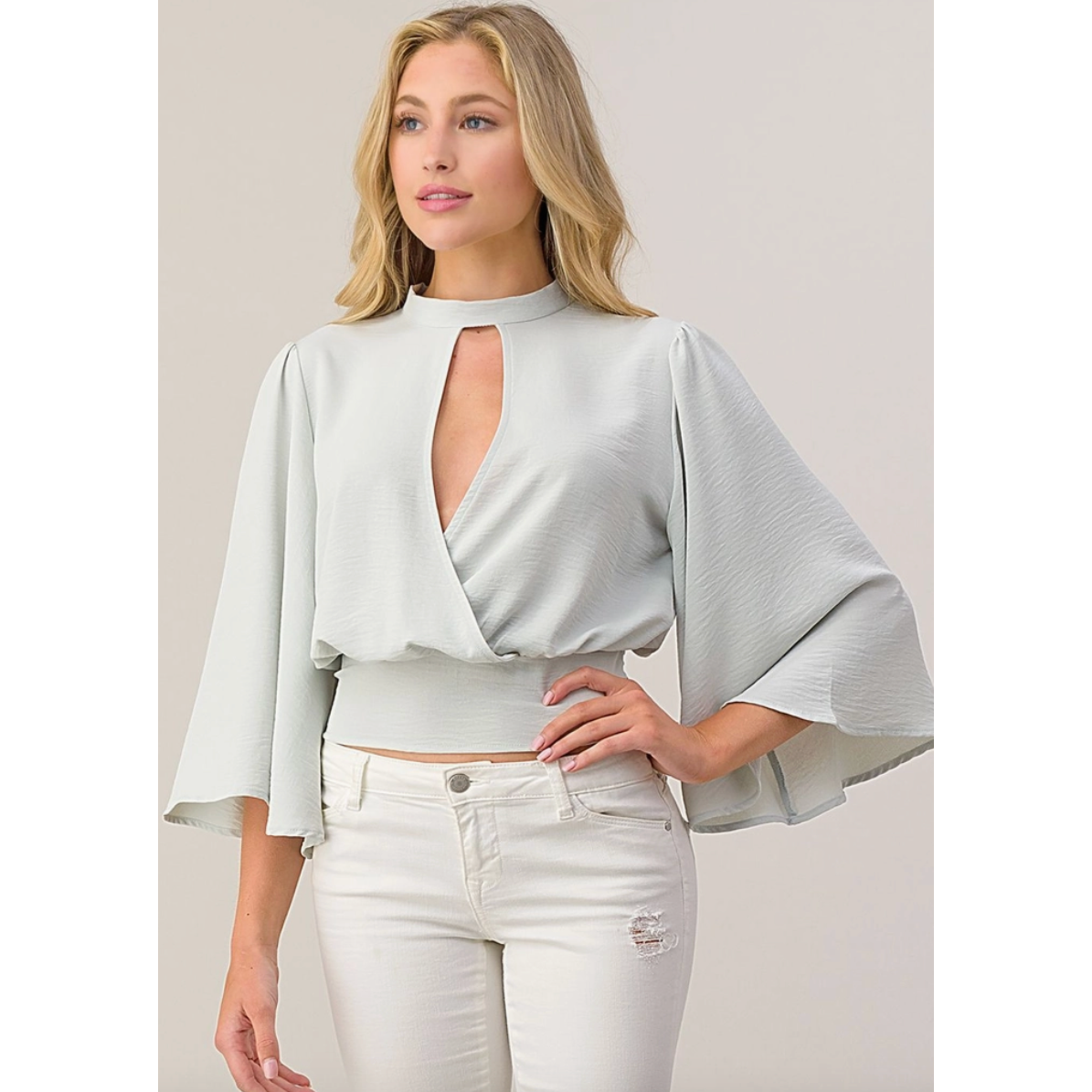 Flutter Sleeve Wrap Top