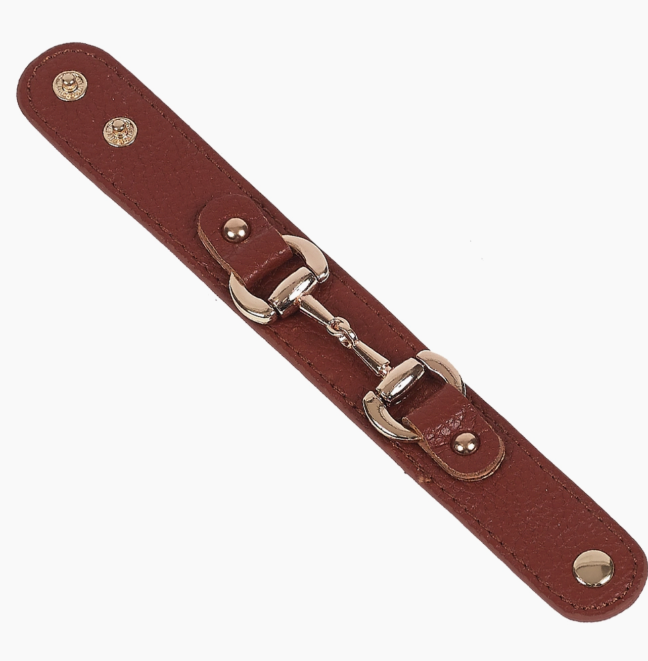 Leather Tan & Gold Snaffle Bit Bracelet