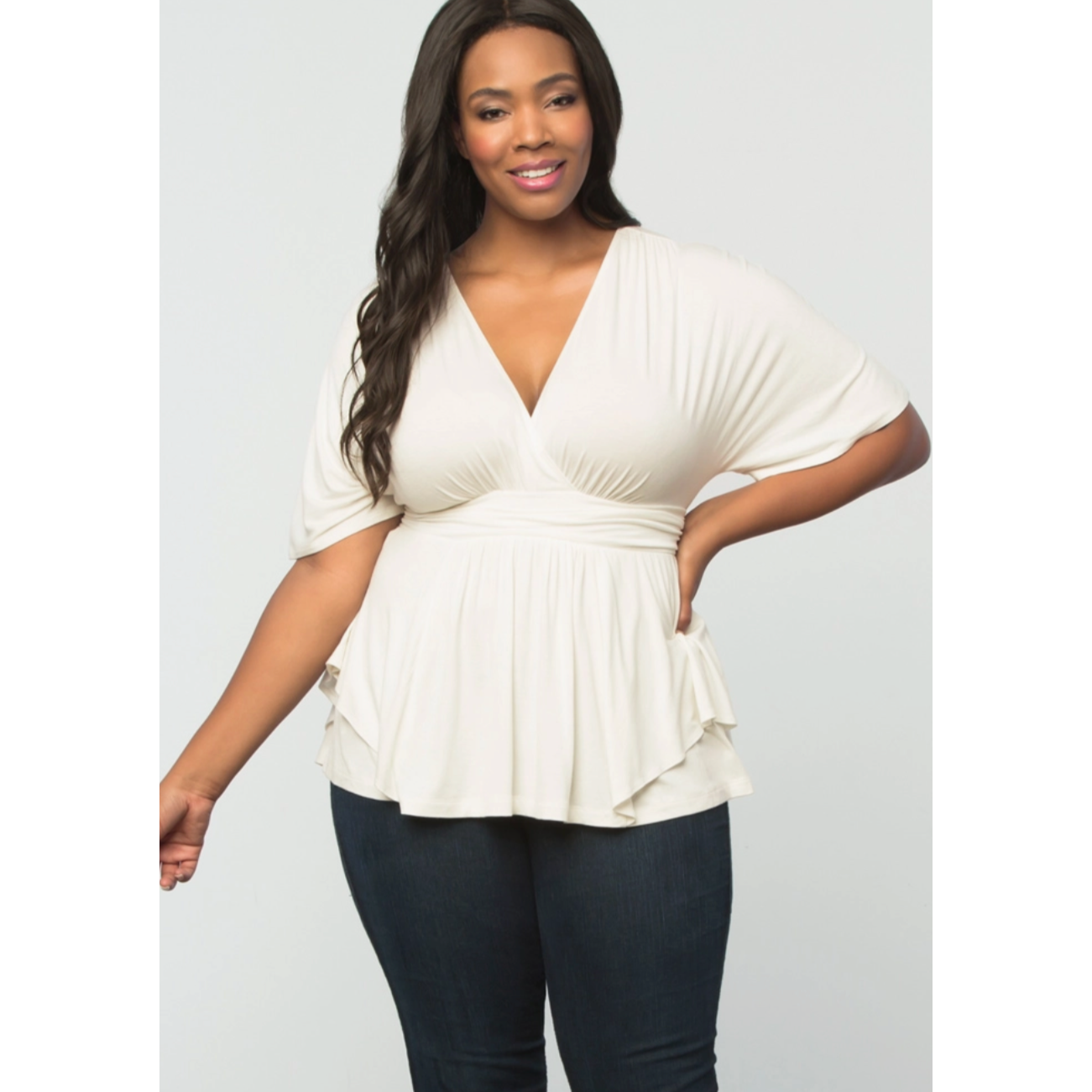Ivory Promenade Curvy Fit Top