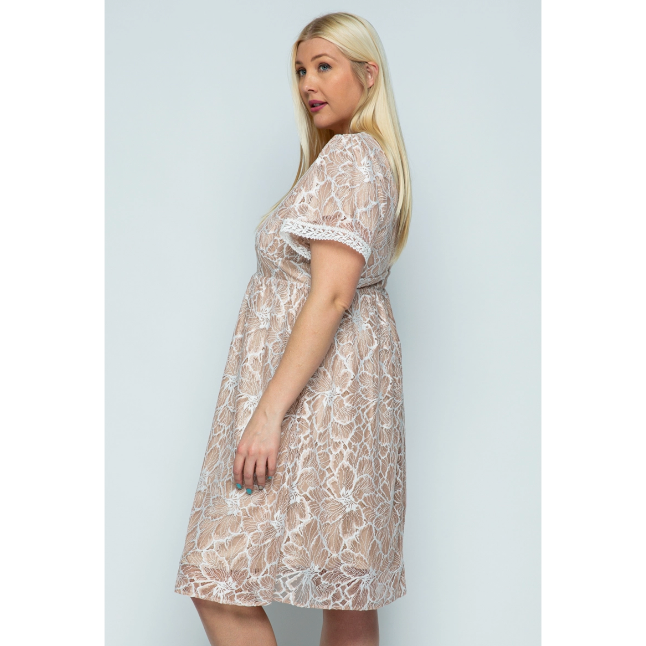 Blush Lace Curvy Fit Midi Dress
