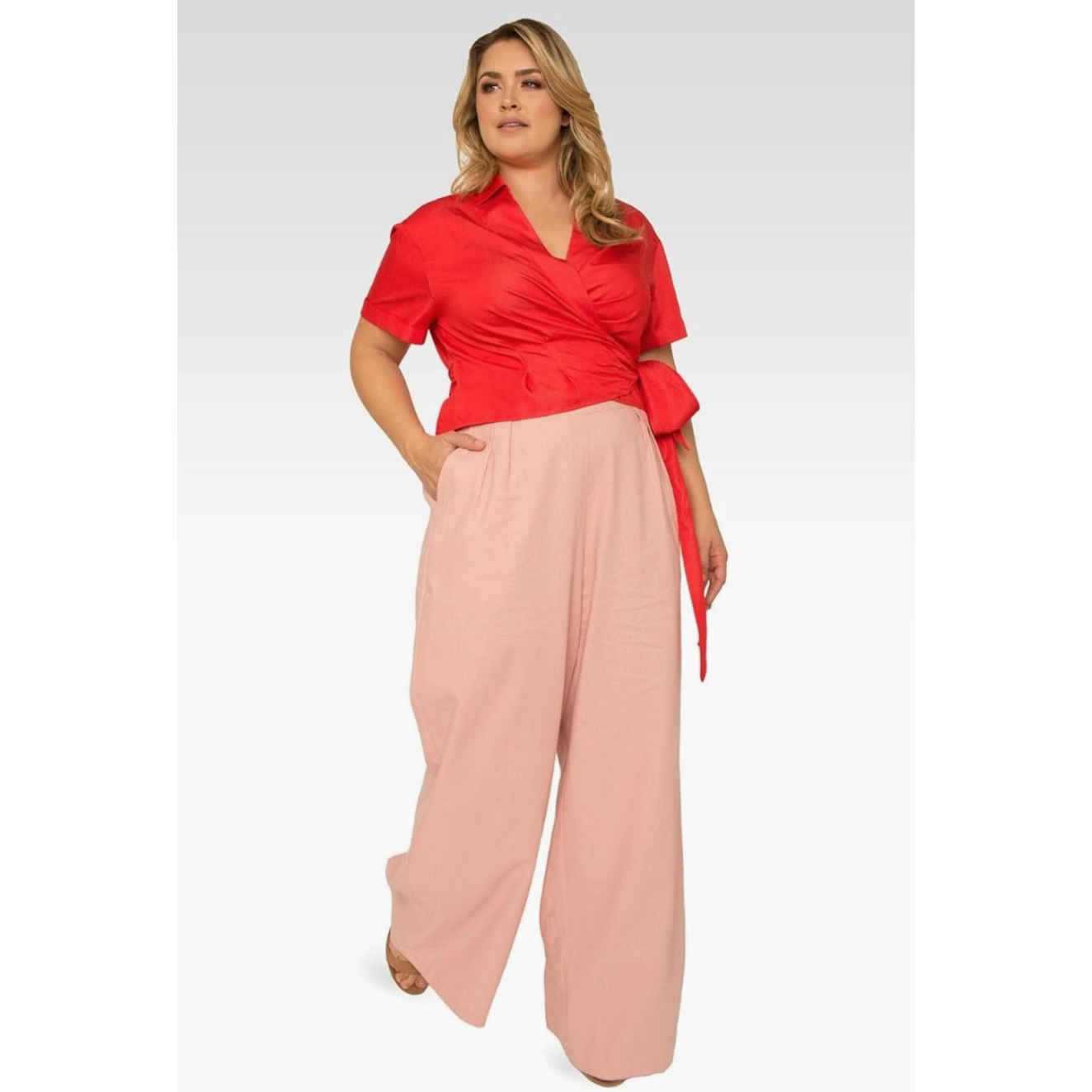 Peach Perfect Curvy Fit Wide Leg Pants