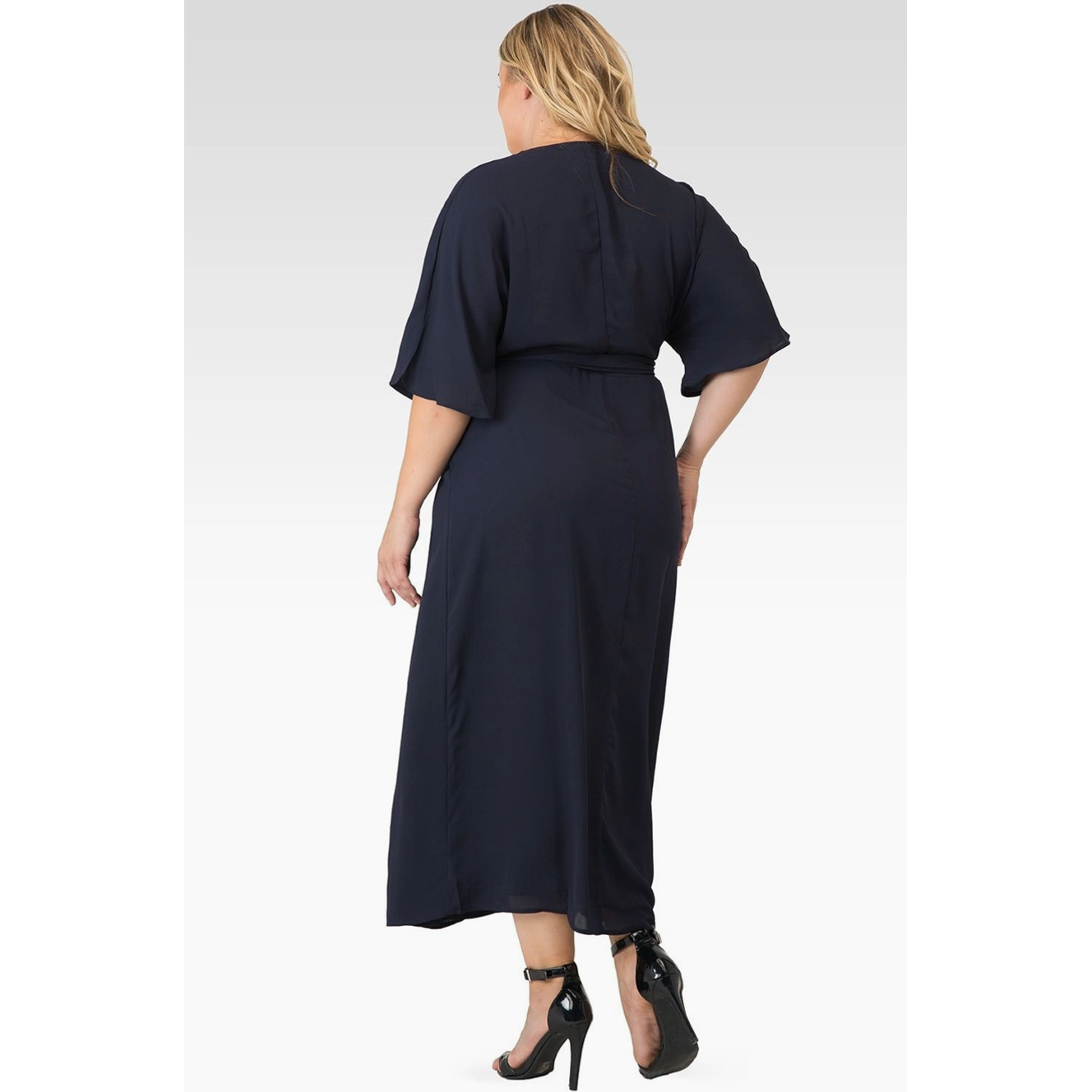 Navy Chiffon Curvy Fit Wrap Dress