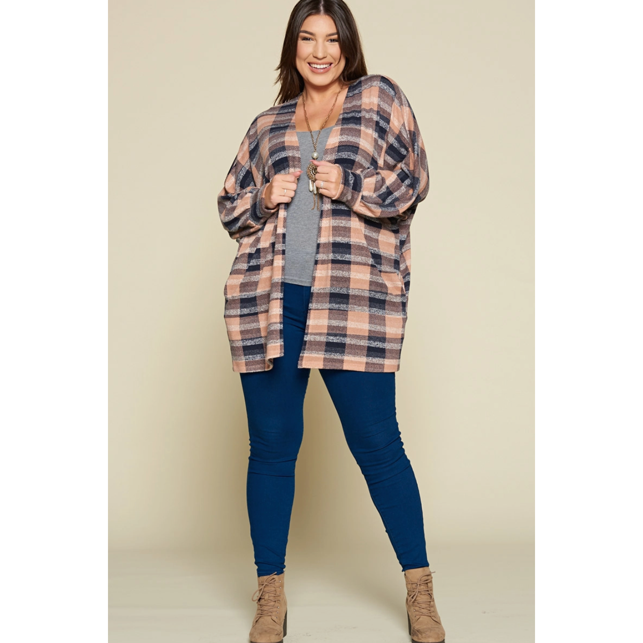 Tartan Curvy Fit Cardigan