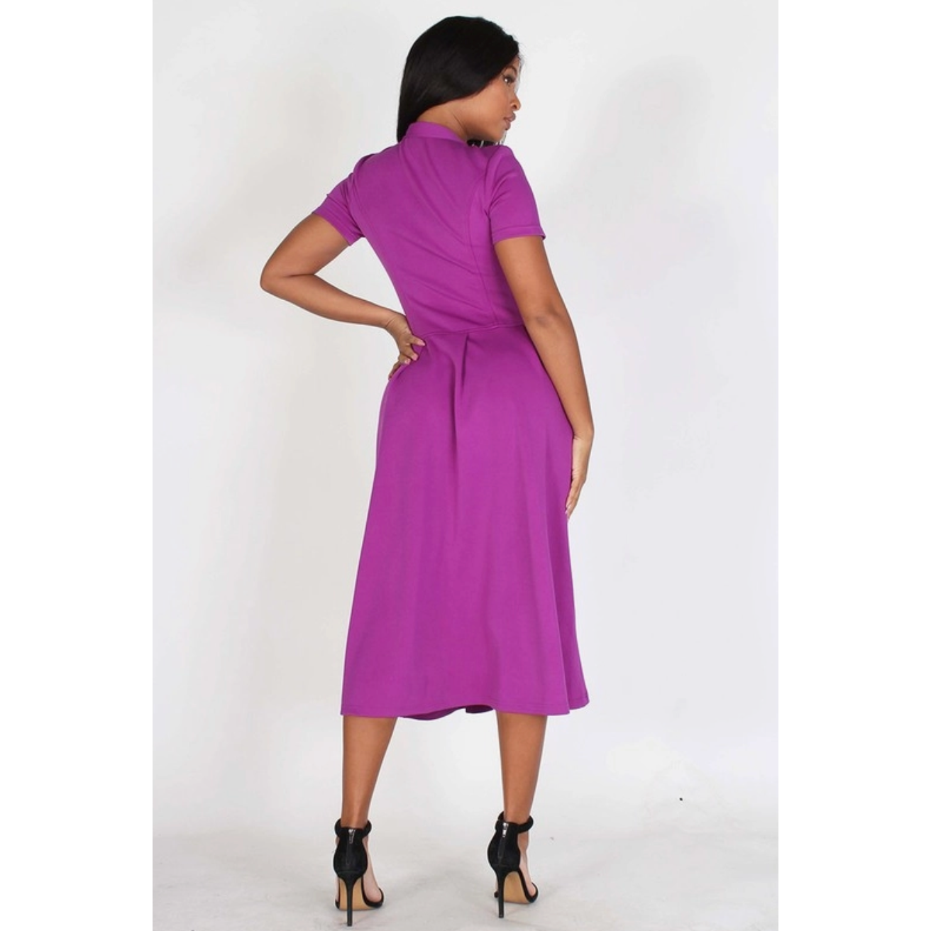 Purple Necktie Midi Dress