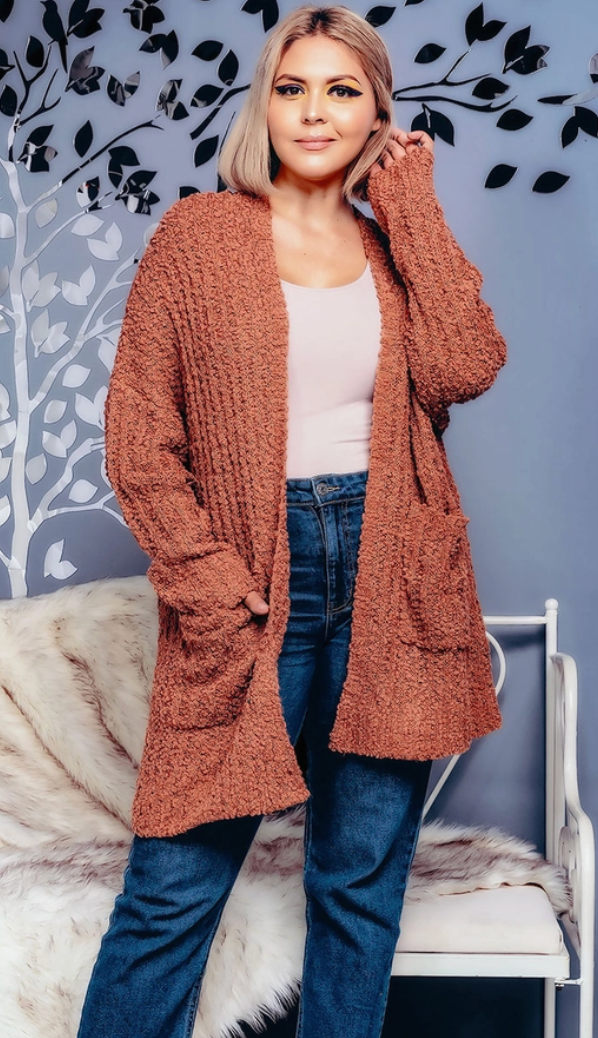 Rust Light Weight Curvy Fit Cardigan