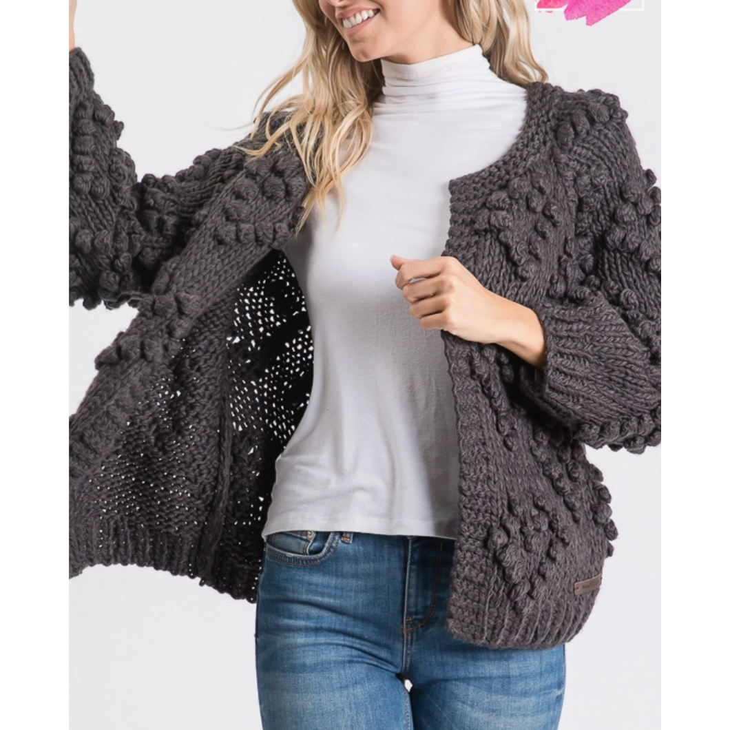 Handmade Black Heart Puff Curvy Fit Cardigan
