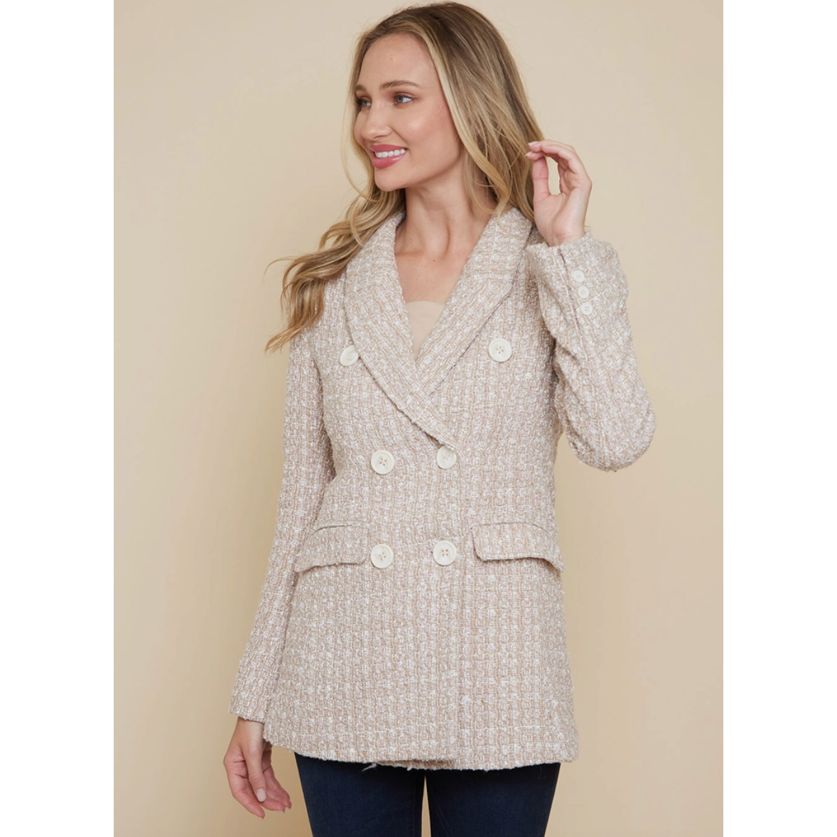 Light Rose Tweed Blazer Jacket
