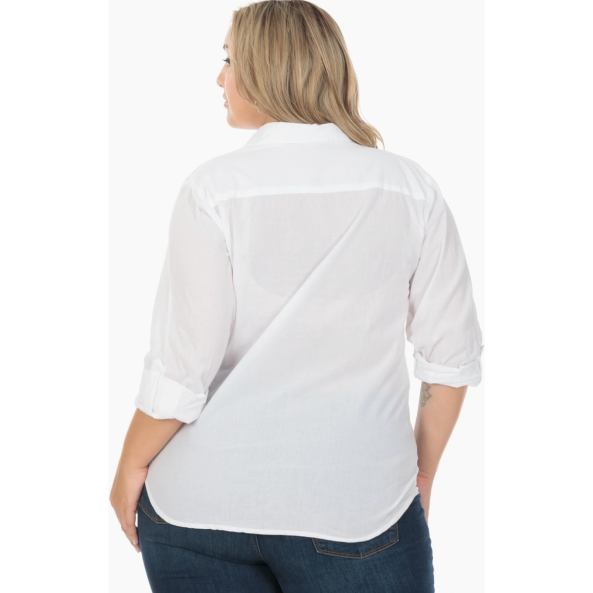 Lace Insert Pintuck Curvy Fit Top