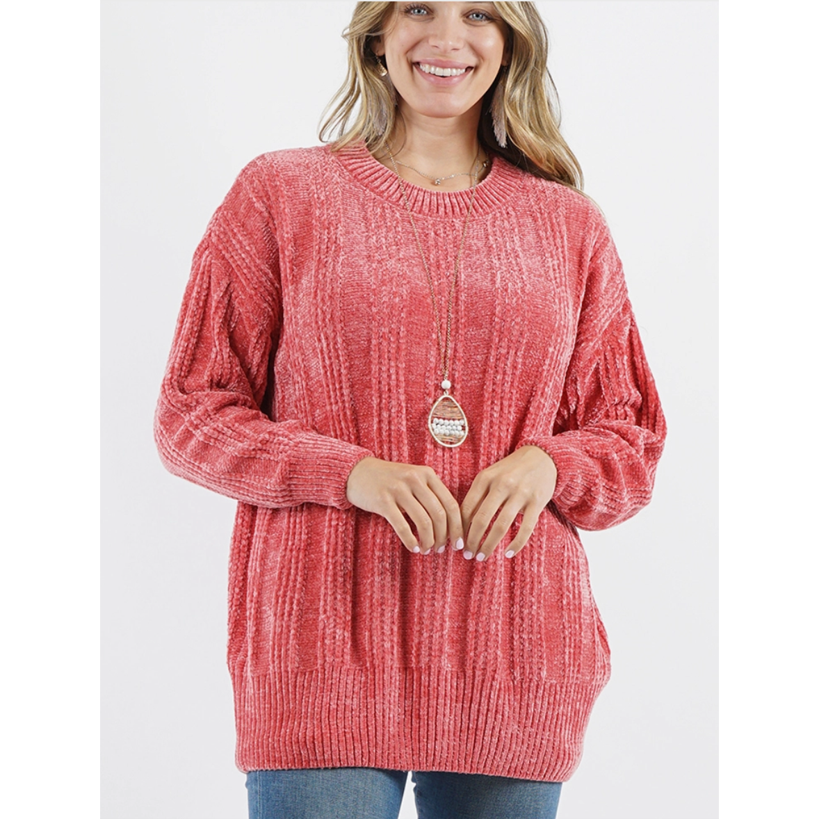 Coral Chenille Curvy Fit Sweater