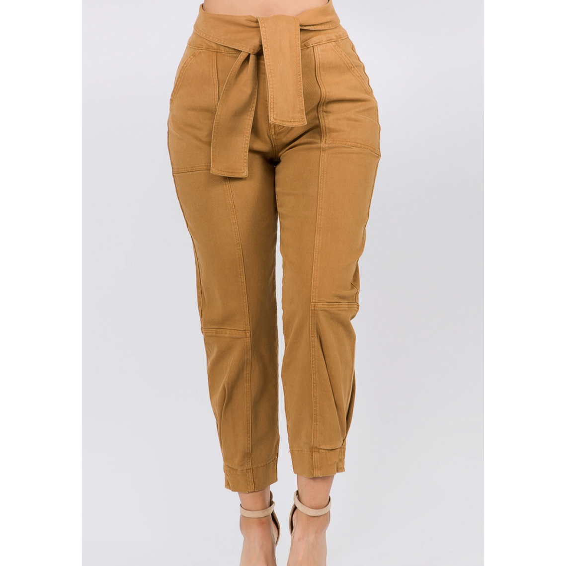 Tie Waist Colored Pants Curvy Fit