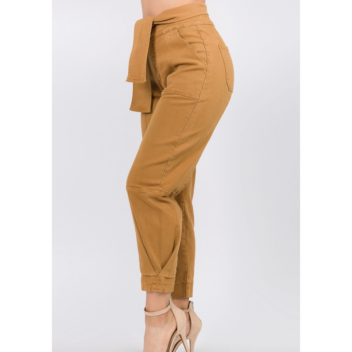 Tie Waist Colored Pants Curvy Fit