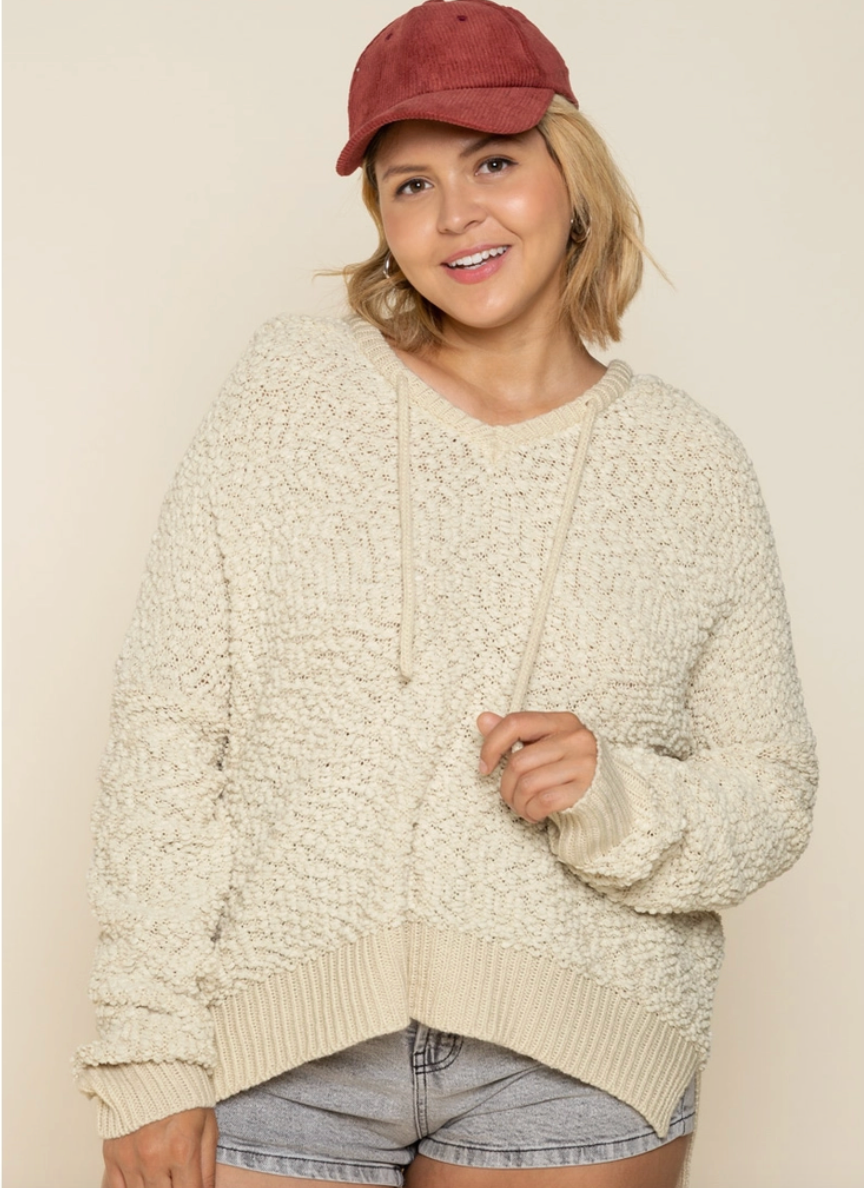 Hooded Popcorn Sweater